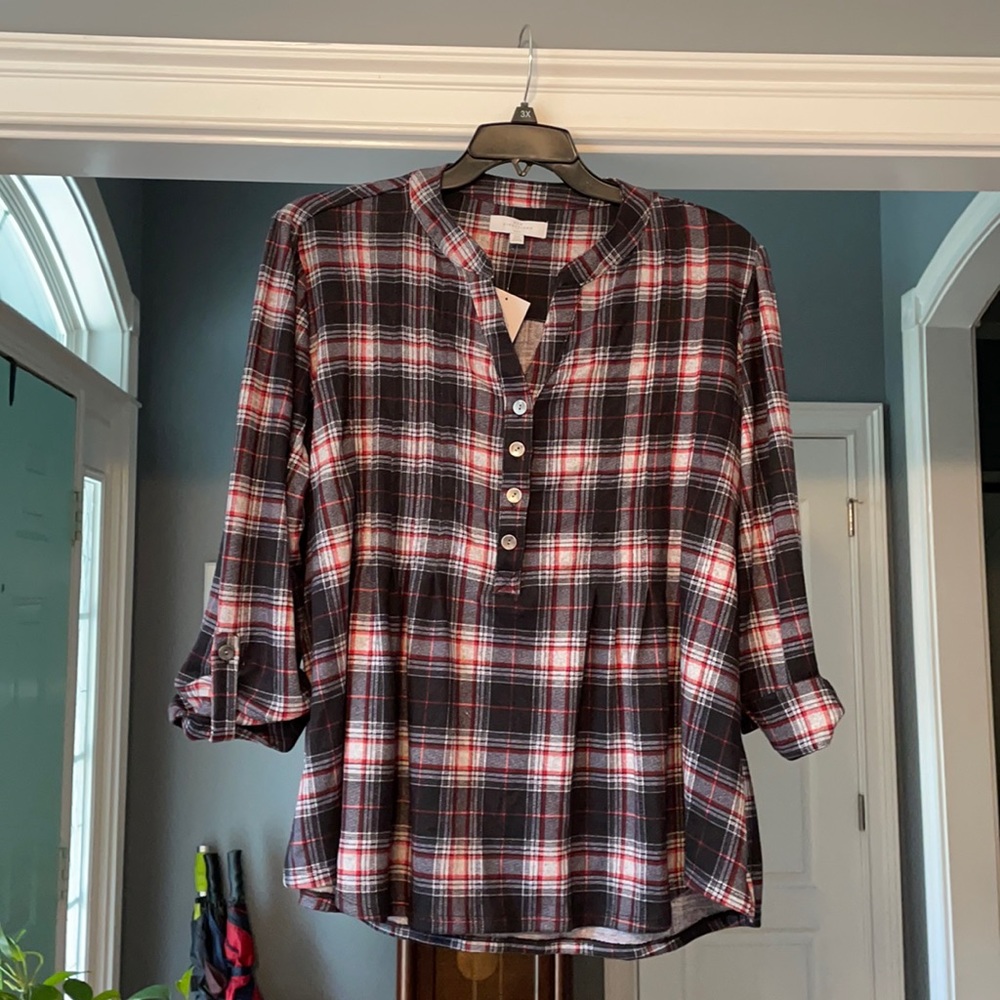 New Directions Plaid Top
